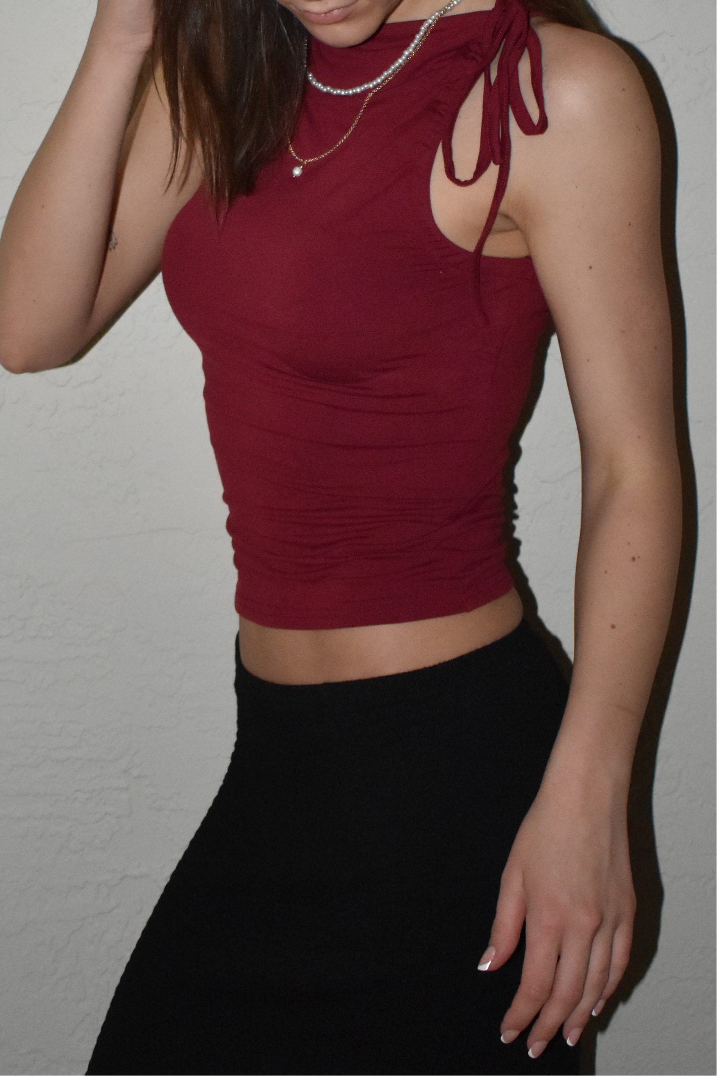 Ruched Tied Solid Color Tank