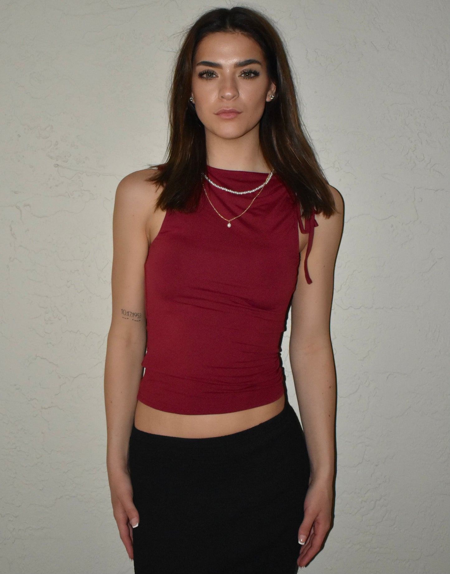 Ruched Tied Solid Color Tank