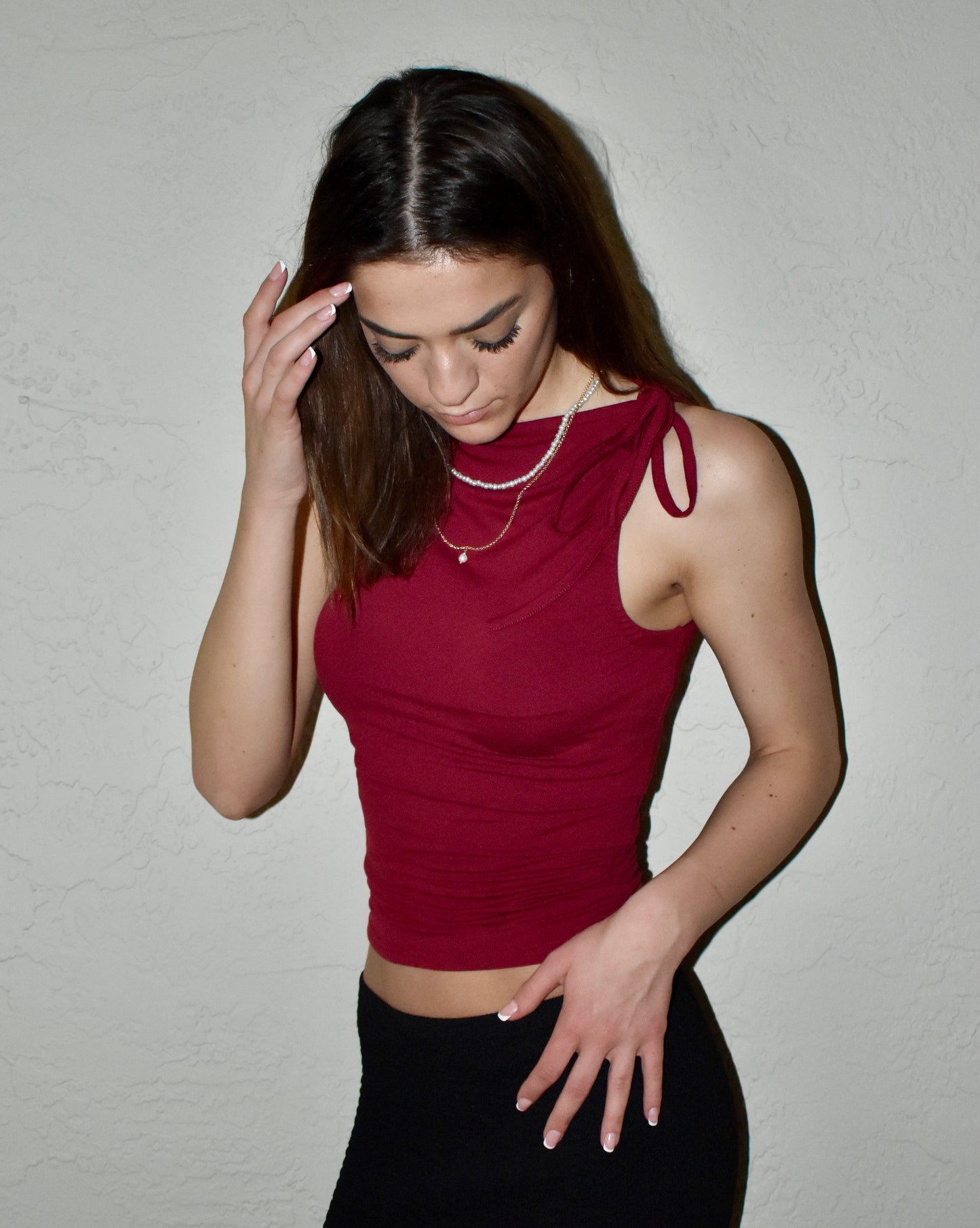 Ruched Tied Solid Color Tank