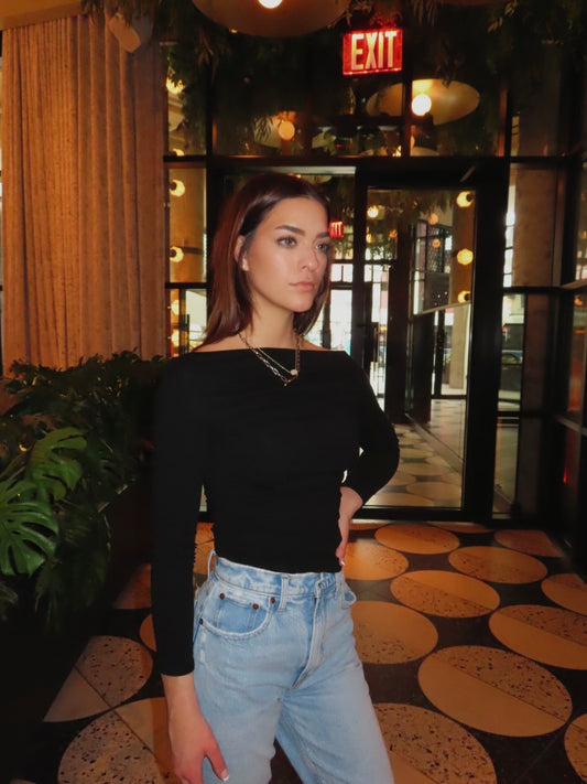 Off Shoulder Ribbed Knit Top
