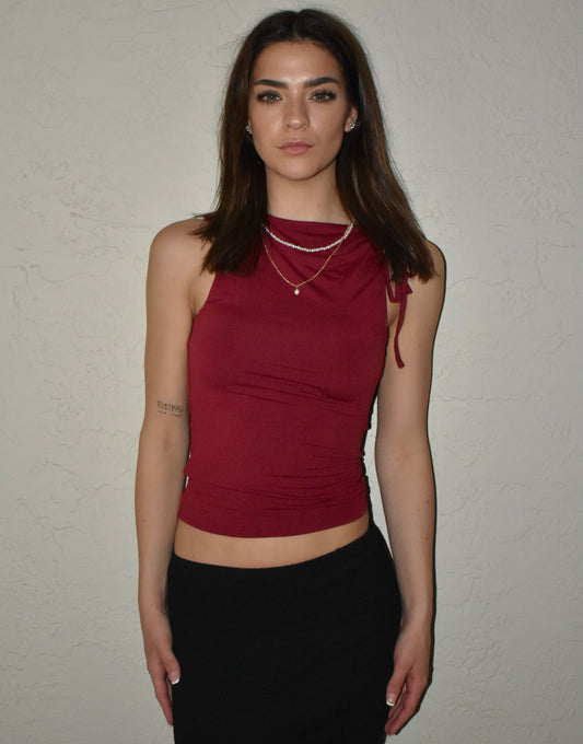 Ruched Tied Solid Color Tank